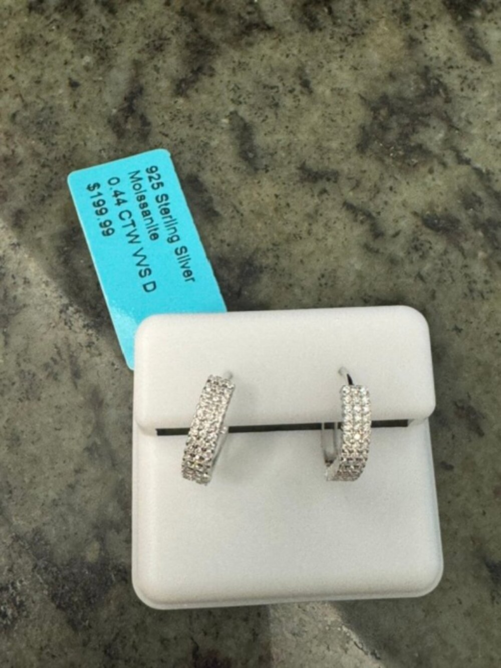 Moissanite 0.44 CTW Triple Row Huggie Earrings 925 Sterling Silver NWT